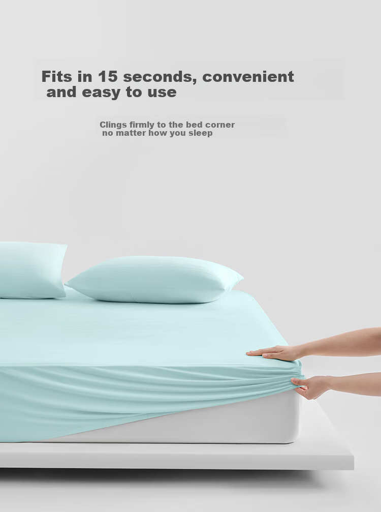 JD Jingzao infit Comfortable Sleep Fitted Sheet Class A Antibacterial Machine Washable Summer Glacier Blue for 1.5/1.8m Bed 4