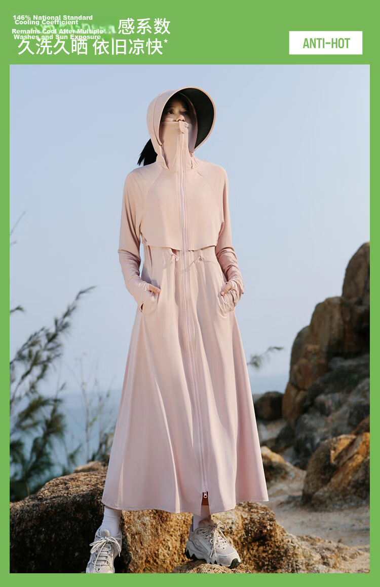 Combo Long Women's Sunscreen Jacket Ice Silk Slim Fit Breathable Full Body Sun Protection Beachwear High UV Protection 3