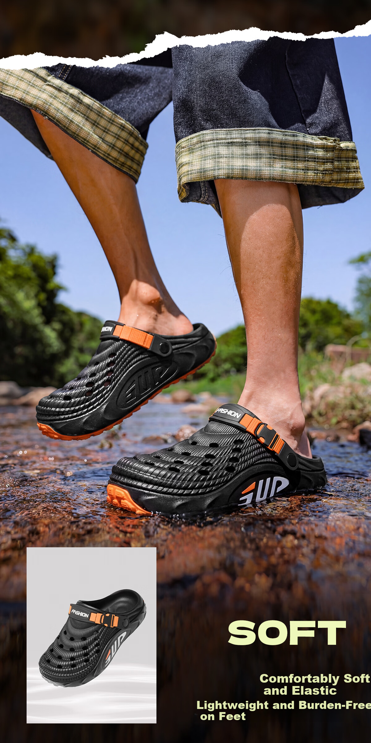 TZLDN Men's Non-Slip Ventilated Summer Outdoor Beach Creek Walking Sandals Dual-Purpose EVA Odor-Resistant Slippers for Driving and Outdoor Wear 6