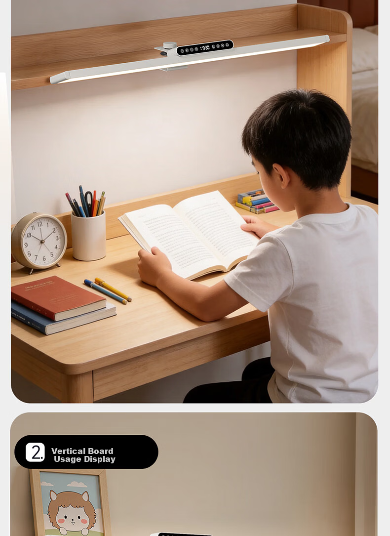 HP Clip-On Eye Protection Desk Lamp Desktop Large Road Lamp Hanging Wall-Mounted Bookshelf Cabinet Light Children's Student Study Reading Lamp 18