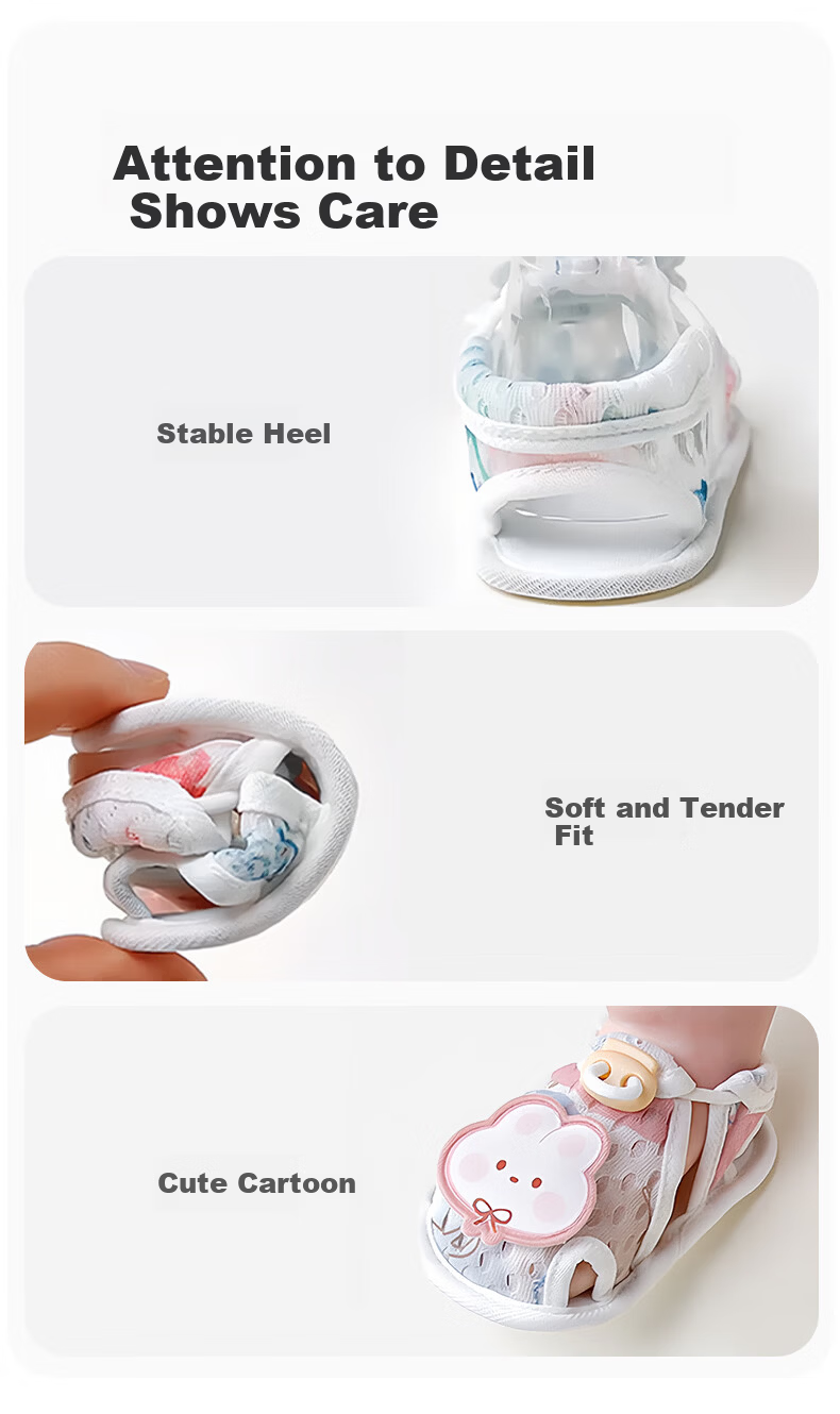 Aibao Baby Toddler Walking Shoes Summer Thin Mesh Floor Shoes Soft Sole Sandals Pre-Walking Shoes Rabbit S Size T290 6