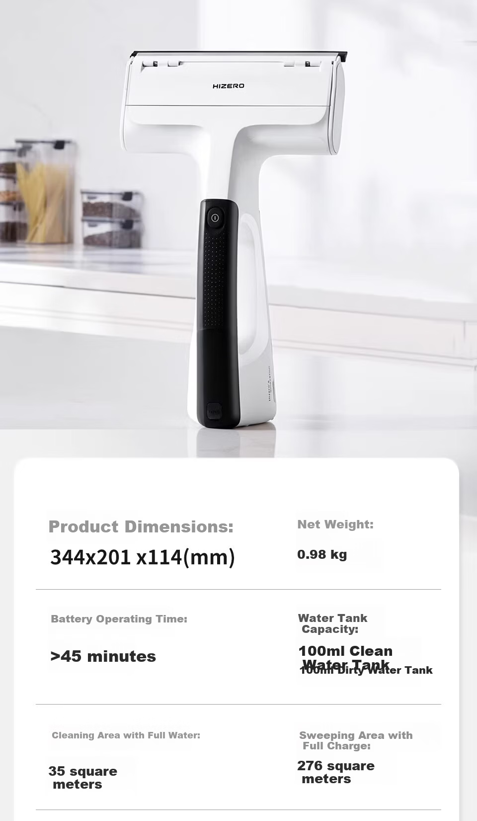 HIZERO H100 Handheld Electronic Cleaning Cloth Machine Multi-Functional Cleaner Automatic Washing Zero Suction Dust-Free Silent Home Window Cleaning Machine 11