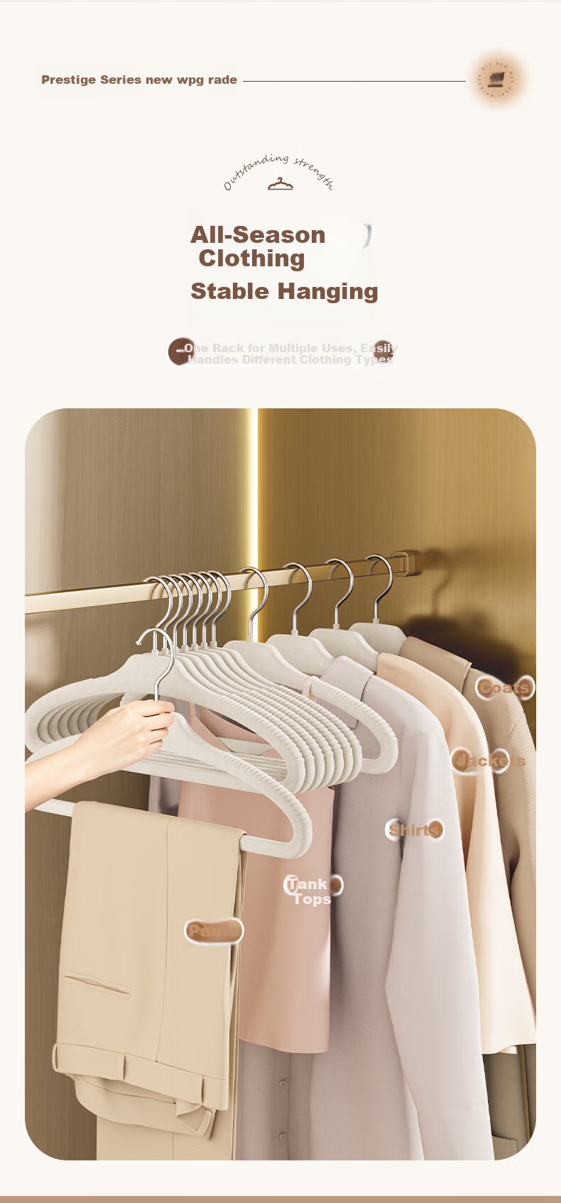 Baicaoyuan Flocked Non-Slip Hangers, Thickened Large Shoulder Protecting Clothes Hangers for Home Wardrobe, 10-Pack 6