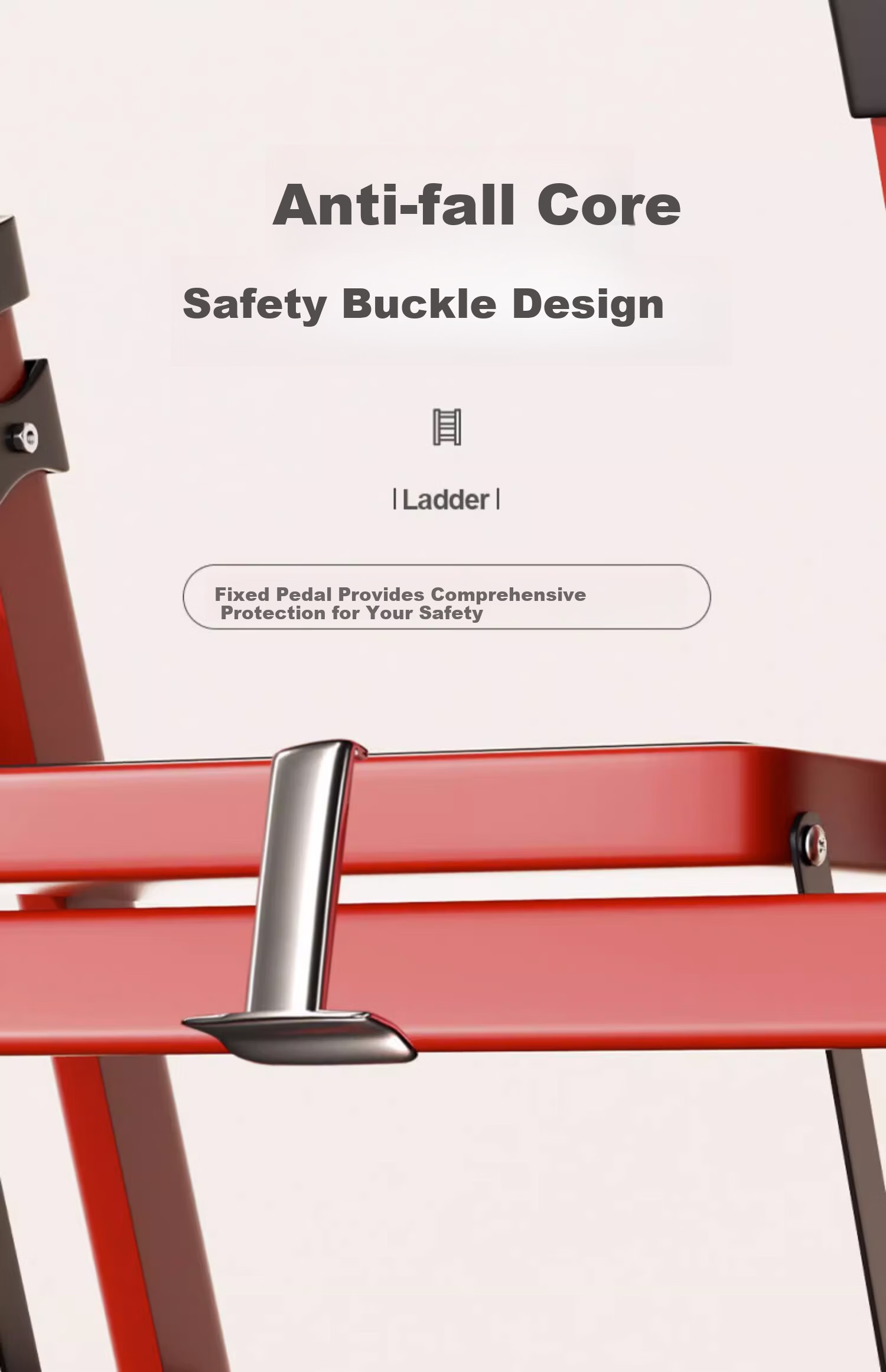 YuanNai Qiaoqian Household Folding Ladder Engineering Ladder Multifunctional A-Frame Thickened Indoor Staircase - Red Seven Steps 16