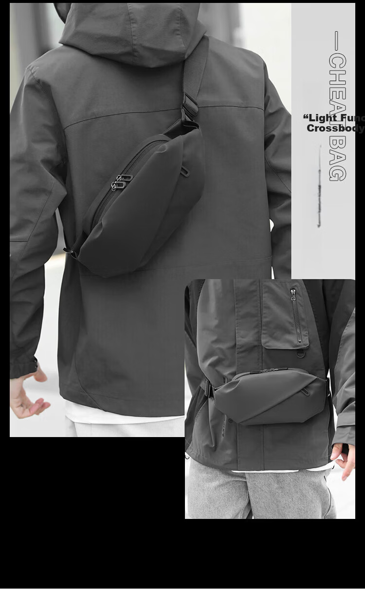 LOHAS Travel Crossbody Bag Men Chest Bag Men's Single Shoulder Bag Male Shoulder Bag Cycling Large Capacity Commuter Functional Men's Bag 7