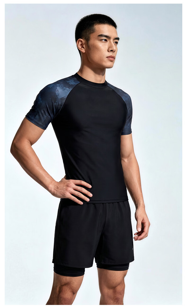 ANTA Men's Swimwear Two-Piece Set Quick-Dry Swim Trunks Dual-Use for Water and Land Professional Hot Spring Beach Swimming Gear 13