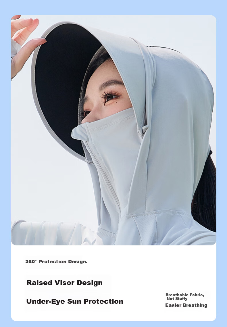 Combo Women's Outdoor Summer Breathable Ice Silk UV Protection High SPF Cooling Hooded Sun Protection Jacket 14