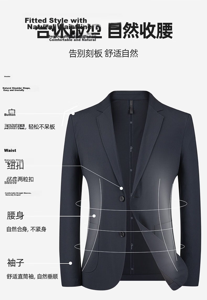 ROMON Ice Silk Sun Protection Men's Waffle Pattern Summer Business Youth High-End Single-Breasted Cooling Suit Jacket JD Self-Operated 9