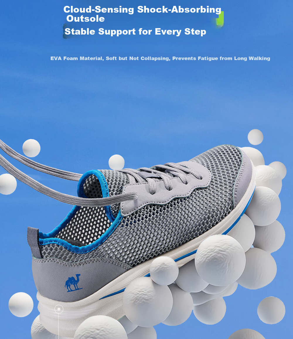 CAMEL Summer Mesh Breathable Lightweight Flexible Casual Walking Shoes for Men Father's Day G16M739038 Gray Size 41 9