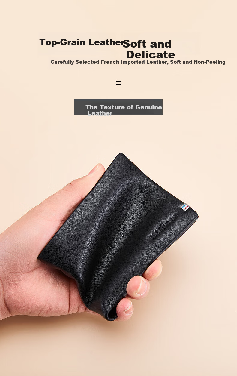 ELLE HOMME French brand men's wallet, short genuine leather pouch, cowhide money clip, birthday gift for husband or father on Father's Day 8
