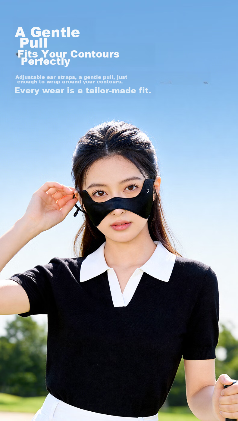 GOLOVEJOY High-Quality 100% Mulberry Silk Sunscreen Face Mask for Running and Golf, Breathable Eye Corner Protection 12