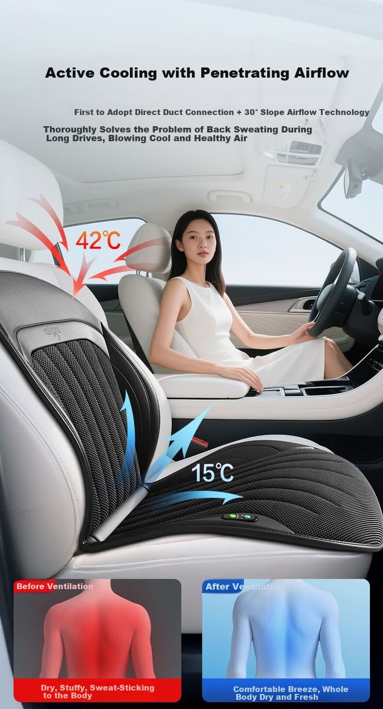 Digalun Car Ventilated Seat Cushion Summer Aigo Patriot Seat Cooling Ice Silk Breathable Massage Cushion 4