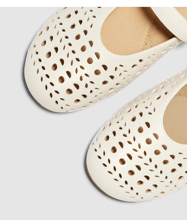Senda Mary Jane Shoes Women 2026 Summer New Mall Style Hollow Breathable Height Increasing Flats XYH02BQ6 Off-White 39 16