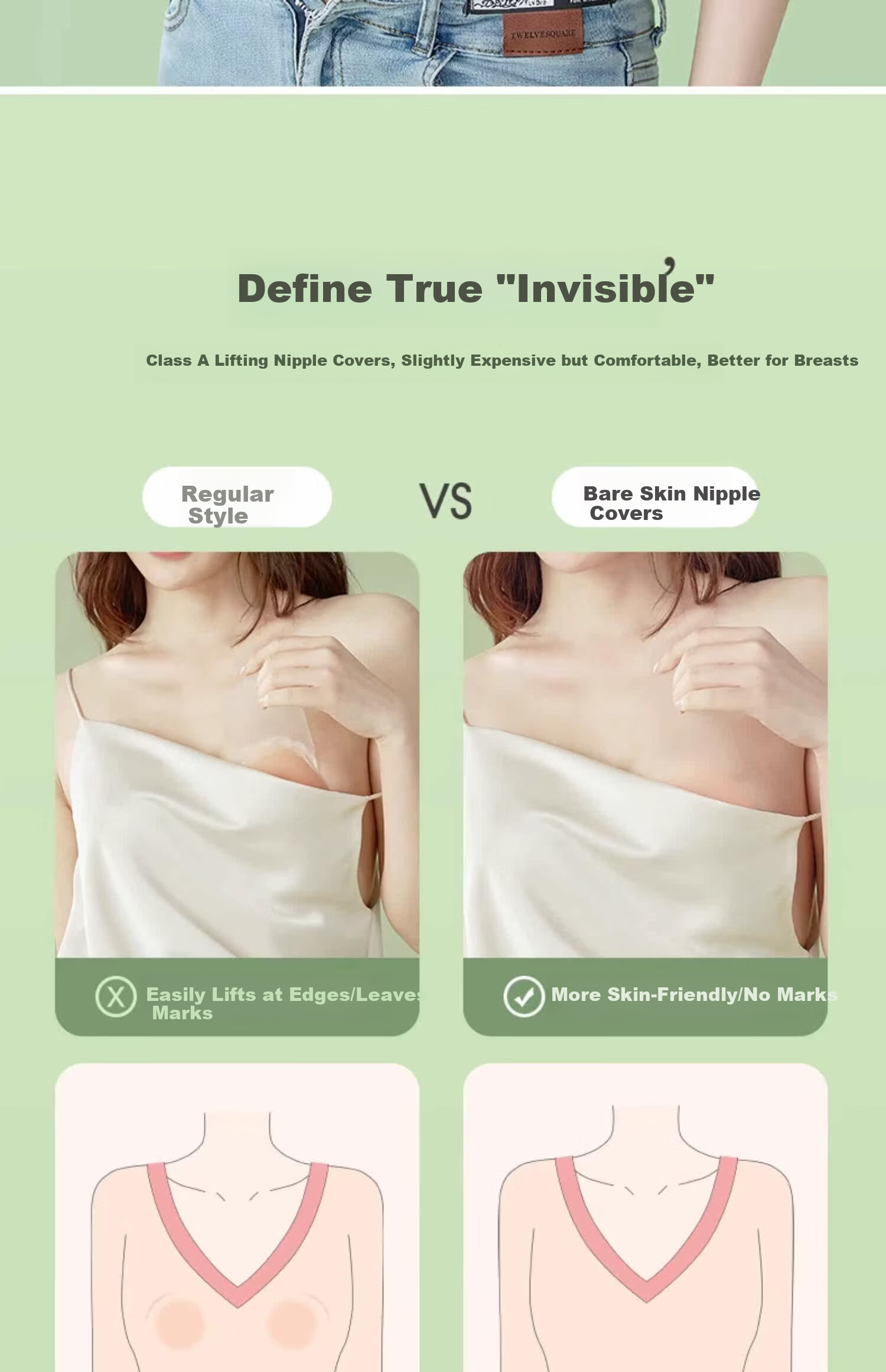 Caramella Silicone Breast Lift Pads Push-Up Invisible Bra for Wedding Dress, Spring and Summer Strapless Bra Pads Anti-Pointing 3