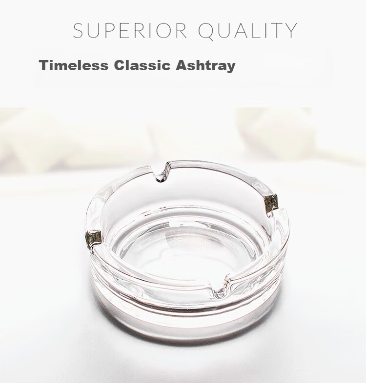 Gongxun Glass Ashtray Anti-Fly Ash Simple Home Hotel Office Coffee Table Decoration Round 10cm 1