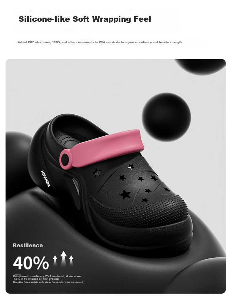 HIPANDA Women's Outdoor Hole Shoes Non-Slip EVA Summer Fashion Thick Sole Height Increasing Mary Jane Closed-Toe Slippers 3