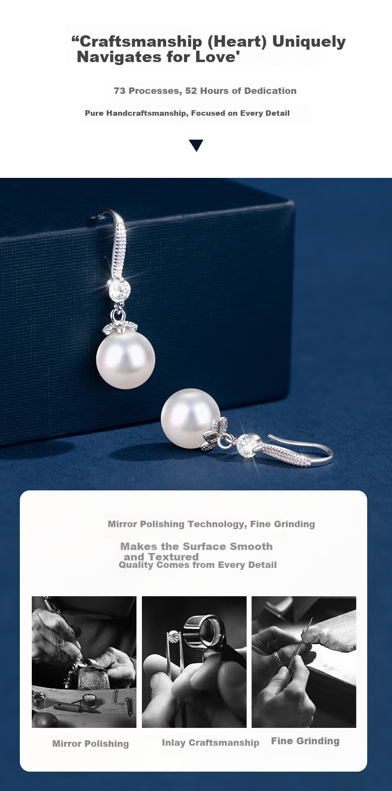 Lao Feng Xiang Premium Pearl Earrings for Women Silver Elegant Drop Earrings Jewelry Birthday Anniversary Gift for Girlfriend Wife 4