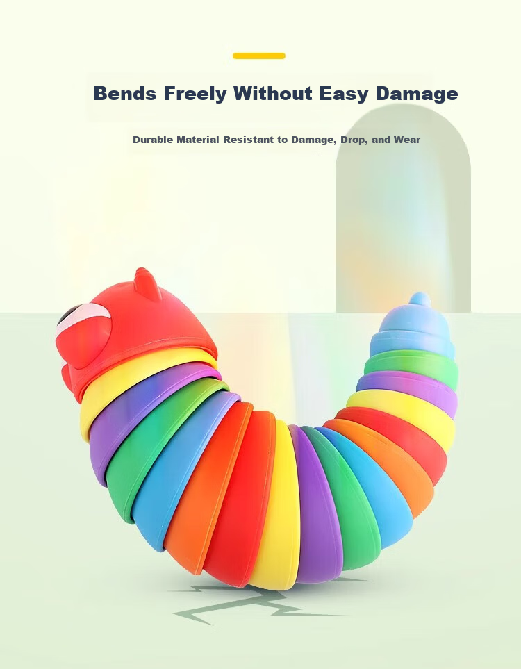 Fun World Colorful Twistable Caterpillar Educational Kids Puzzle Toy Rainbow Caterpillar Stress Relief Gadget 9