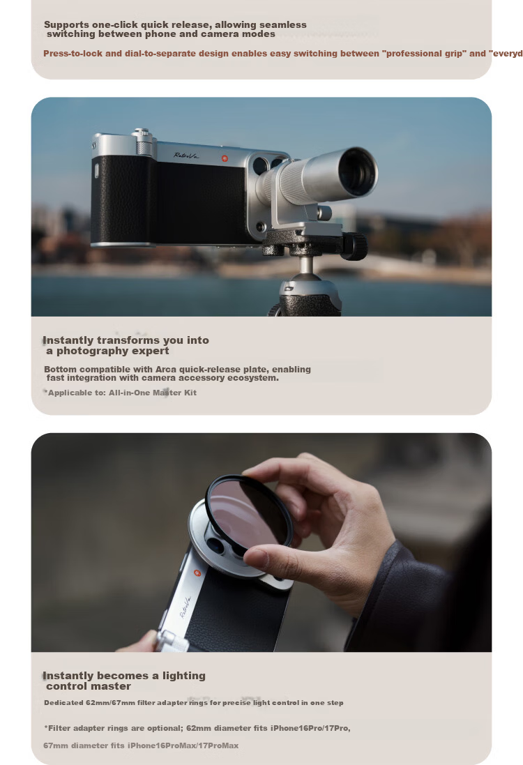 PGYTECH Apple iPhone 17 Photography Kit RetroVa Vintage Imaging Set iPhone 17 Pro Dandelion Photography Handle Long Focus Telephoto Lens Attachment 16