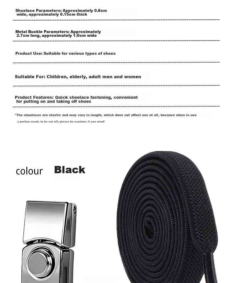 Huabaochi Lazy Shoelaces White Sneakers Slip-On Shoes Metal Buckle Flat Elastic Sports Shoes No-Tie Shoelace Gadget 10