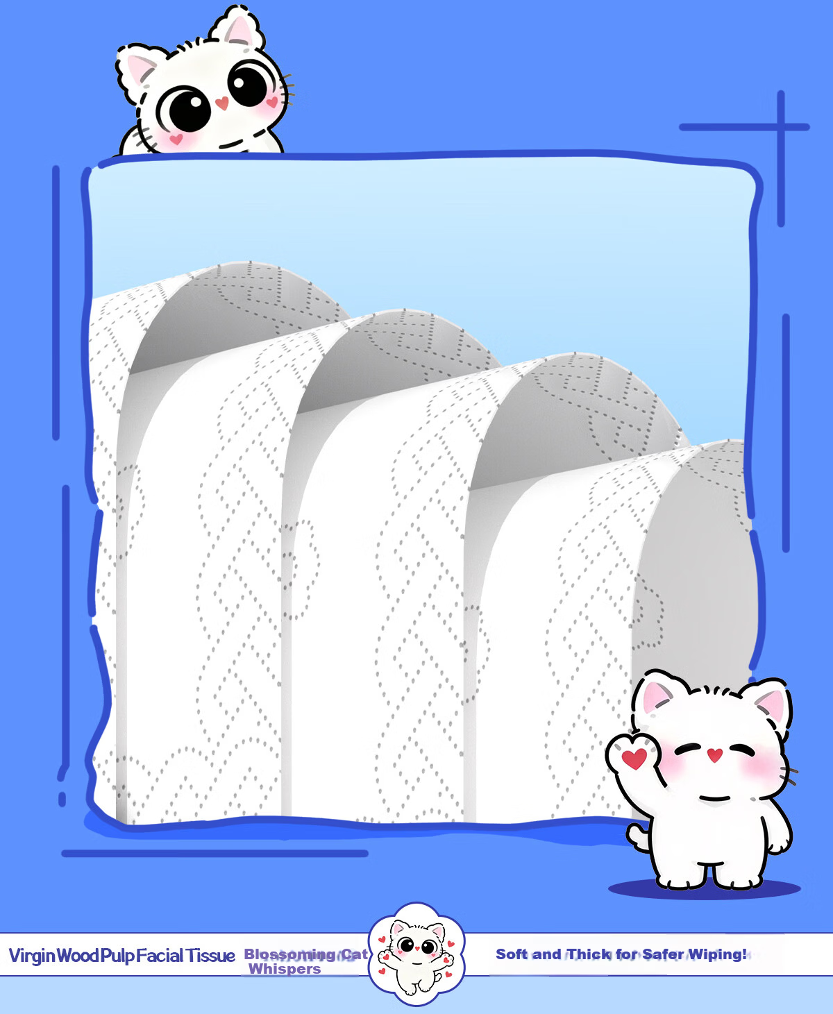 Manhua Meow Cartoon Facial Tissue 4-Ply 400 Sheets * 20 Packs Bulk Household Napkins Affordable Toilet Paper 11