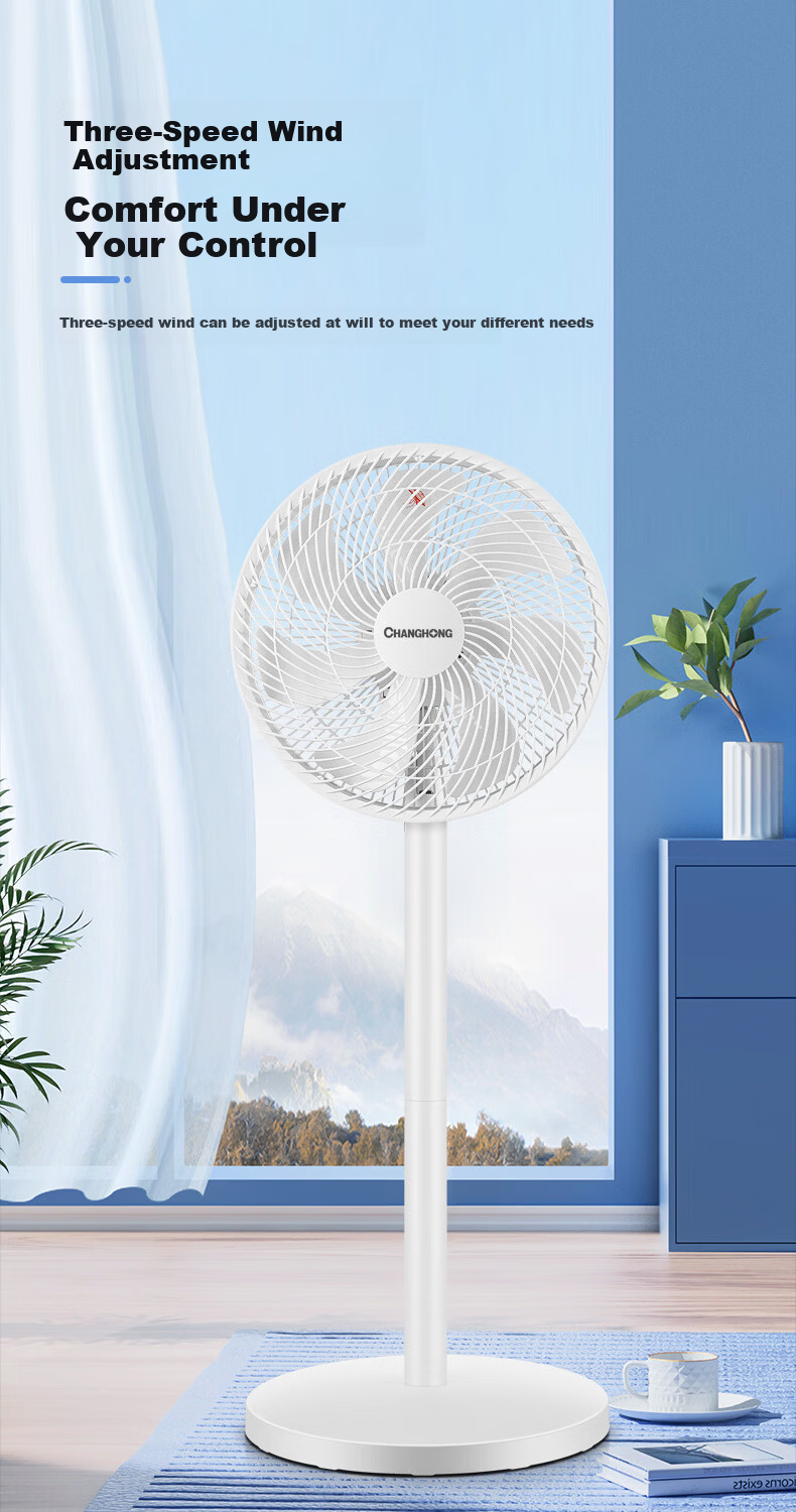 CHANGHONG Home Electric Fan Seven-Blade Quiet Standing Floor Fan Desktop Small Fan High Airflow Energy-Saving Oscillating Dormitory Low Noise Dual-Use Table and Floor Fan FS-LJ301 3