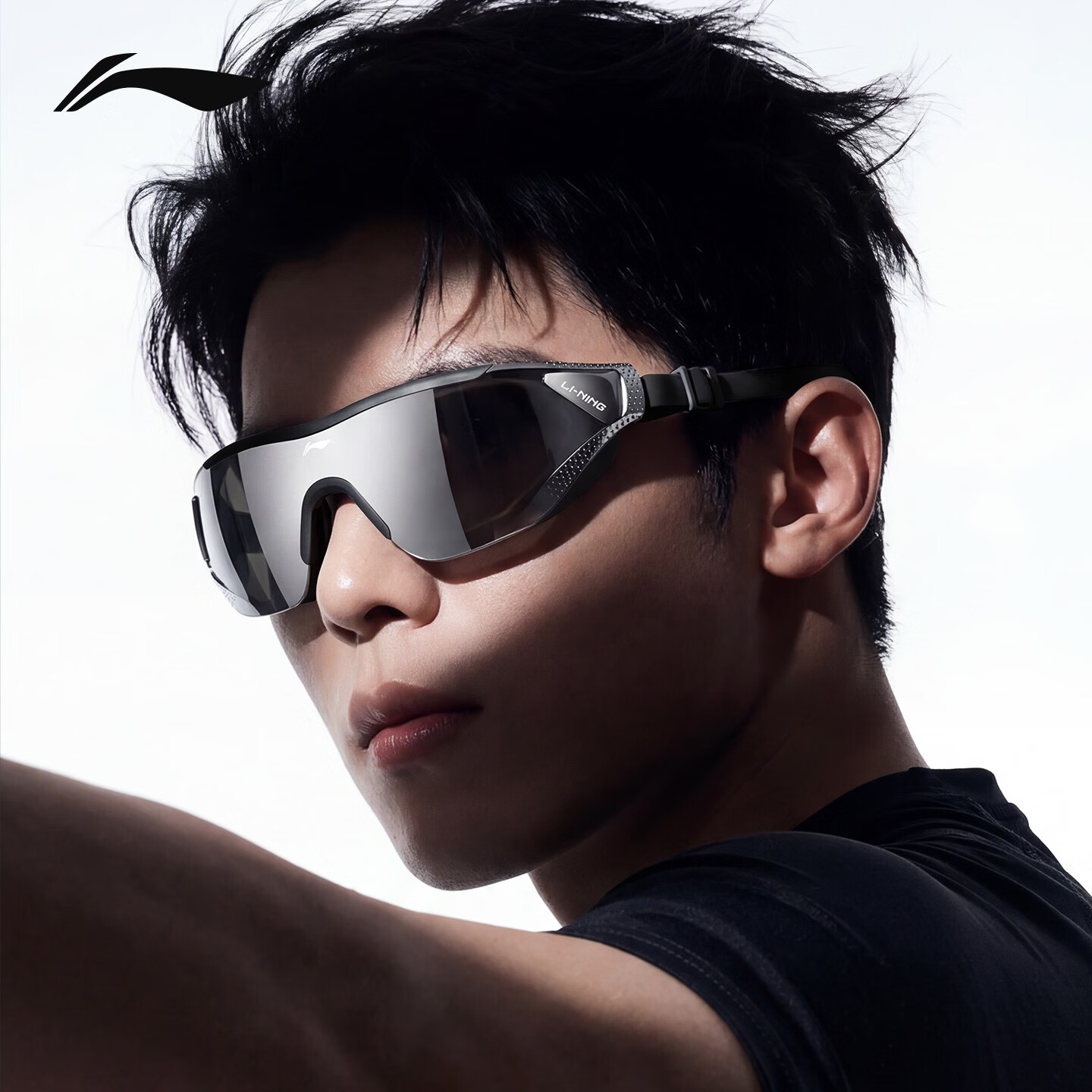 LI-NING Large Frame Swimming Goggles Unisex Comfortable HD Waterproof Anti-Fog Swim Glasses 356 White Plano