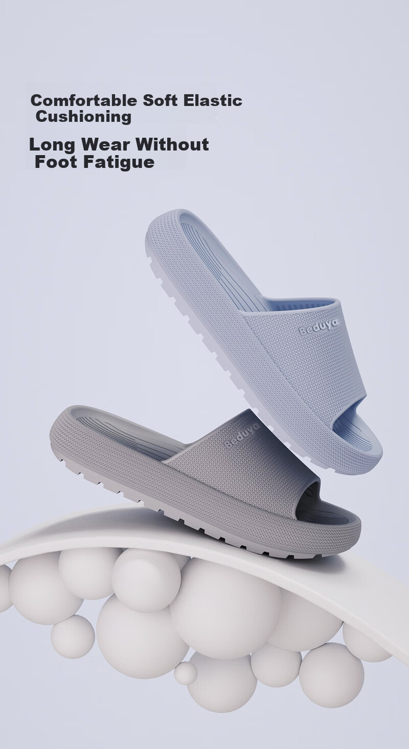 Beiduo Yang Men's Thick-Soled Slippers Summer Indoor Home Couple Bathroom Non-Slip Soft Feeling Cool Slippers Black Size 42-43 5