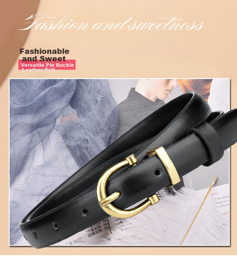 Half-Cigarette Women's Casual Leather Belt Versatile Genuine Pin Buckle Belt for Jeans and Leather Pants High-End Fashion Gift 1