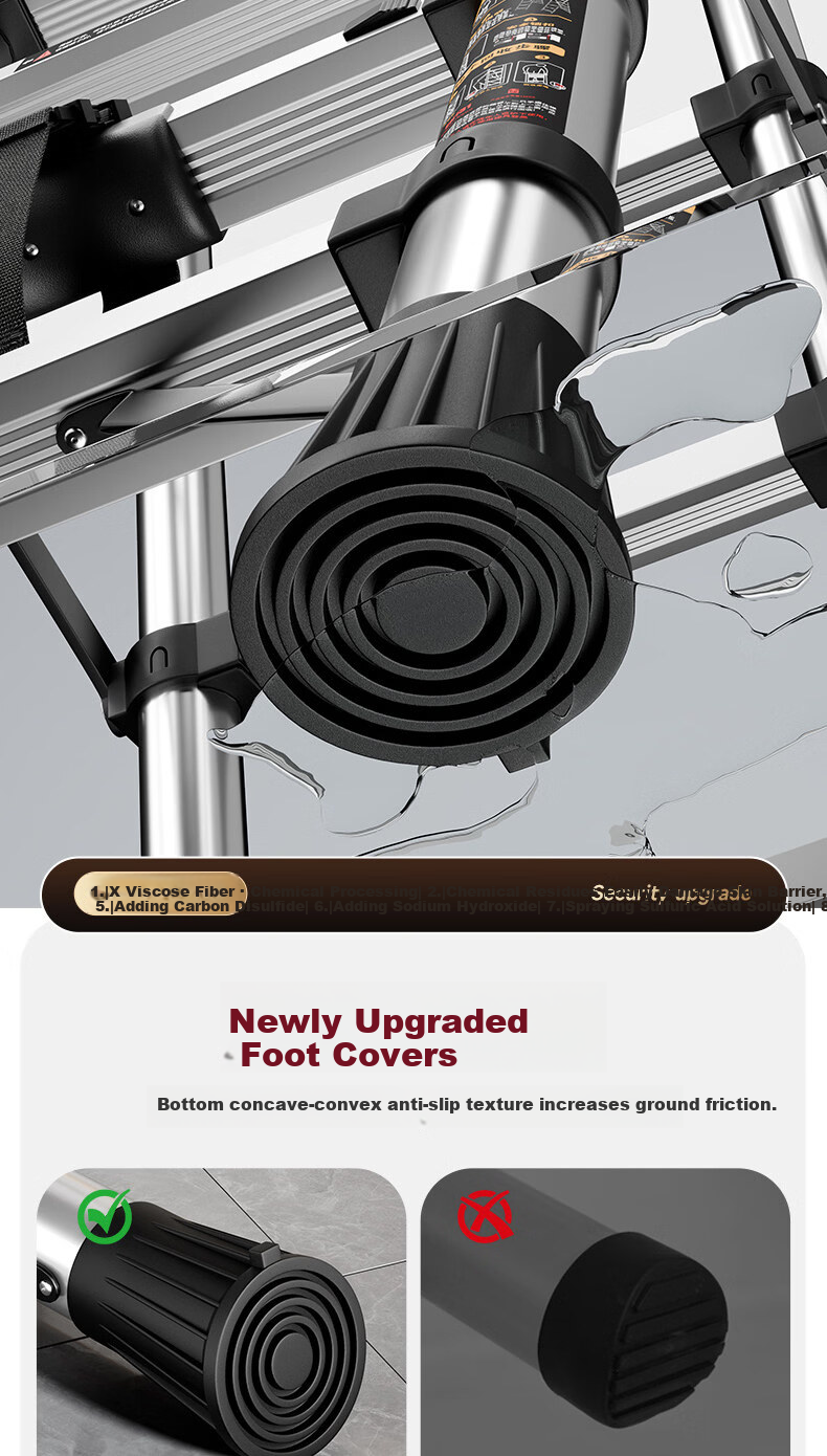 Yilin Home Folding Telescopic Indoor Multi-Functional Stainless Steel Portable Thickened Step Ladder - BS5 Steps 11