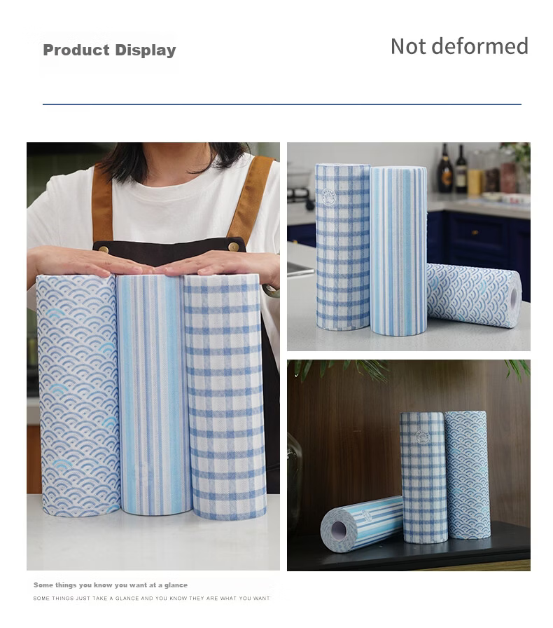HOME CLEAN Printed Non-Woven Fabric Cleaning Cloth Large Roll 30 Sheets Disposable Thick Kitchen Dishwashing Cloth 10