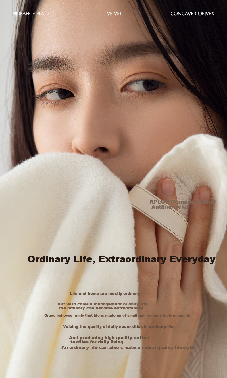 Grace Pure Cotton Towel 10A Antibacterial Hotel Thickened Absorbent All Cotton Face Towel Sports [Single Piece] Spring Cherry Blossom 14