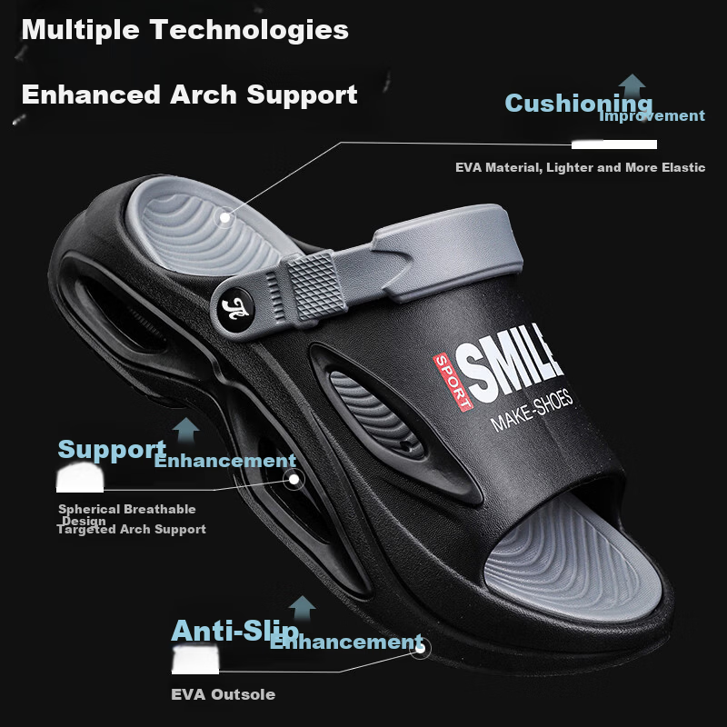 TonLion Men's Sandals 2026 Summer Comfortable Hollow Shoes Thick Sole Casual Slippers Black Size 42-43
