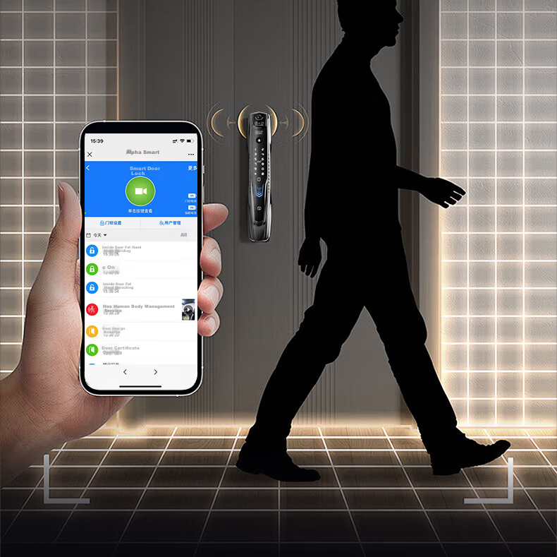 ALPHA AURORA Smart Door Lock P14FVM Upgraded Palm Vein Facial Recognition Password Lock with Free On-site Installation 24