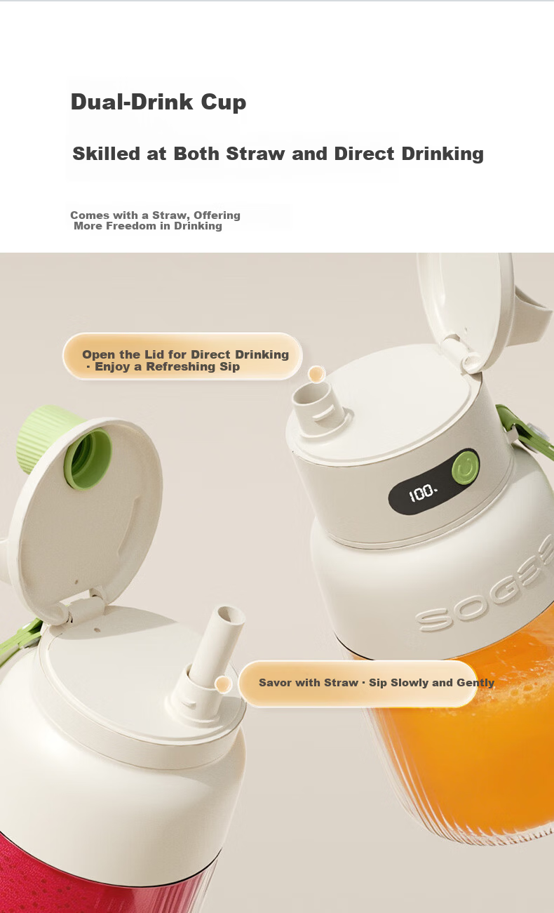 XiaoZhi New Release Portable Wireless Mini Juicer Blender Ice Crushing Juice Cup Large Capacity Fruit Vegetable Smoothie Maker GB05P 11