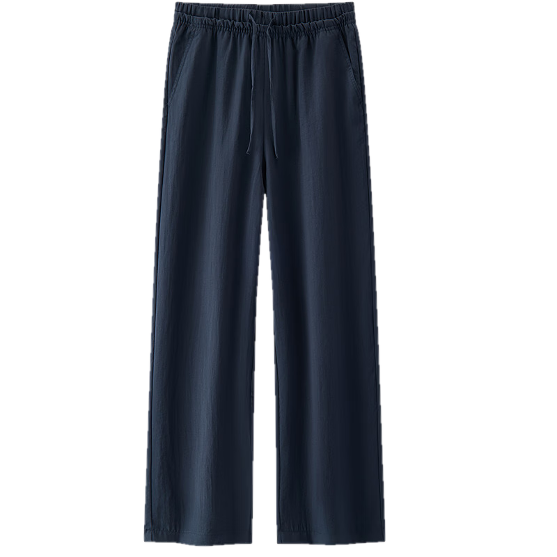 Semir Women's Casual Summer Textured Ruffle Elastic Waist Loose Draped Long Pants 2026 Wide-Leg Trousers 109326127015
