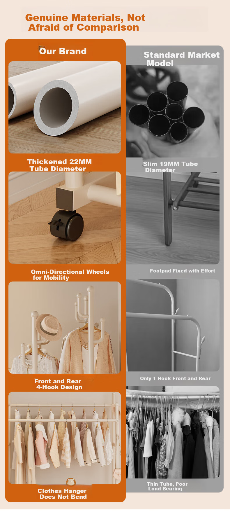 Shanshan Wooden Floor Standing Coat Rack with Shoe Shelf Clothes Hanger for Bedroom Dormitory Balcony 1