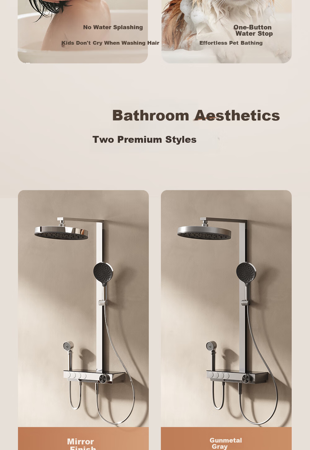 HOROW A11 Gunmetal Gray New Multi-Functional Shower Set with Scale-Resistant Sensor and Digital Display LYHS001-2603Q-A11 13