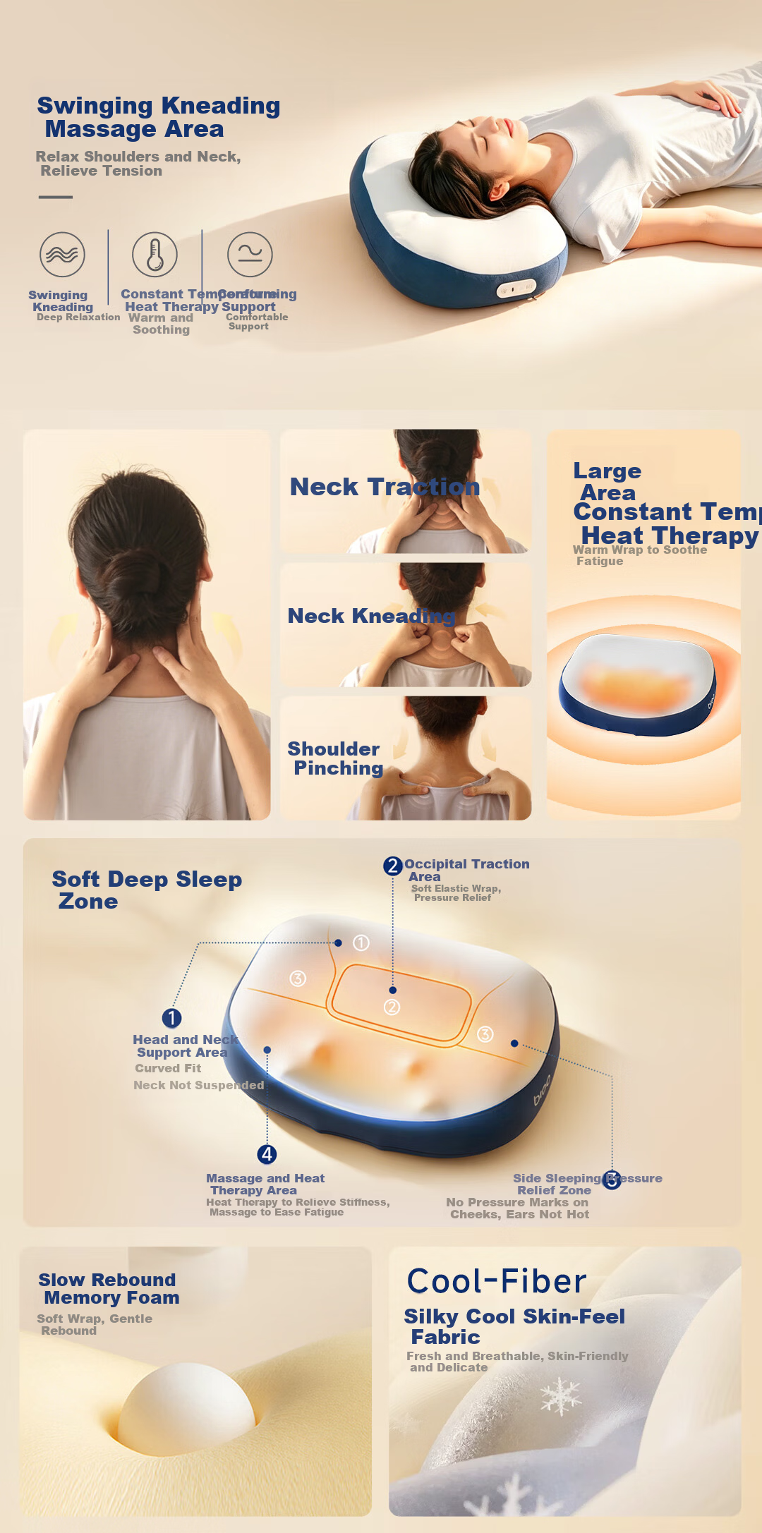 Breo PS1Lite Sleep Aid Massage Pillow [Sun Yingsha Edition] Cervical Spine Massager Shoulder and Neck Massager Trapezius Neck Sleep Aid Birthday Gift Price Guarantee 618 2