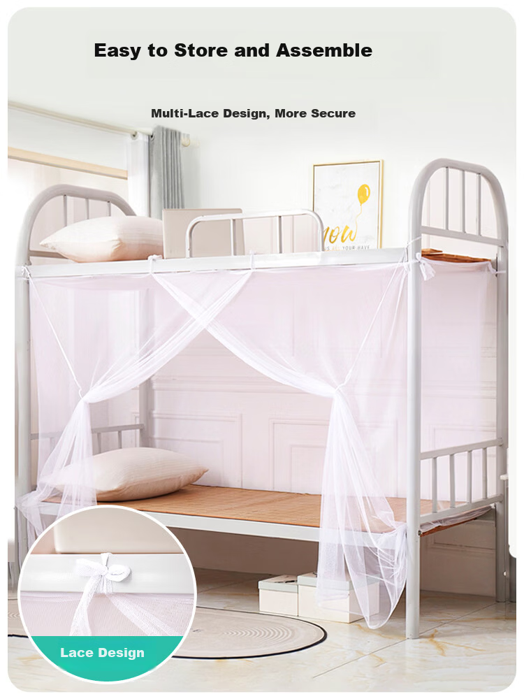 9i9 Children's Mosquito Net Summer Student Dormitory Single Bed No-Installation College Dorm Lower Bunk Mosquito Net with Hooks 7
