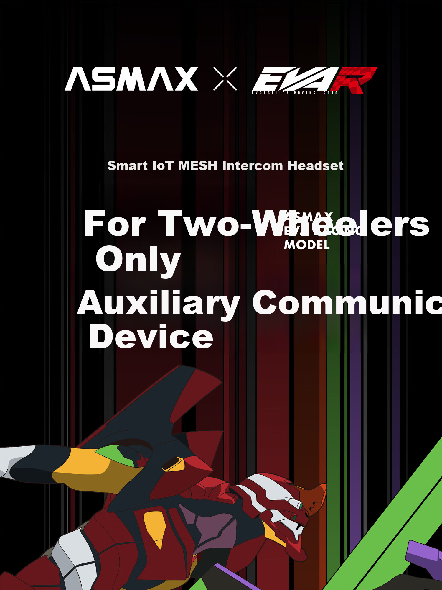 ASMAX & EVA Helmet Bluetooth Headset High-End Motorcycle Riding Professional Noise-Cancelling Evangelion Unit-02 Edition 1