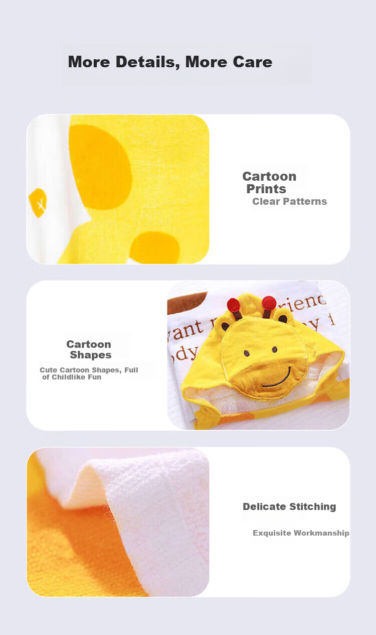 Aibaochi Children's Cotton Bath Towel Unisex Kids Beach Robe Hooded Baby Bathrobe Giraffe S191 5