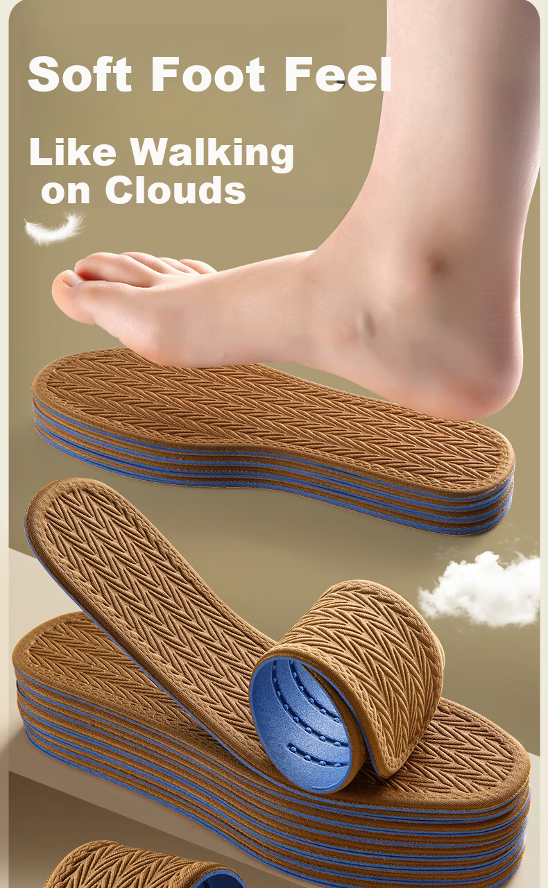 Footprint Tribe 3 Pairs Spring Summer Thin Insoles Men's Sweat-Absorbing Odor-Resistant Breathable Antibacterial Comfortable Long-Standing 35-36 5