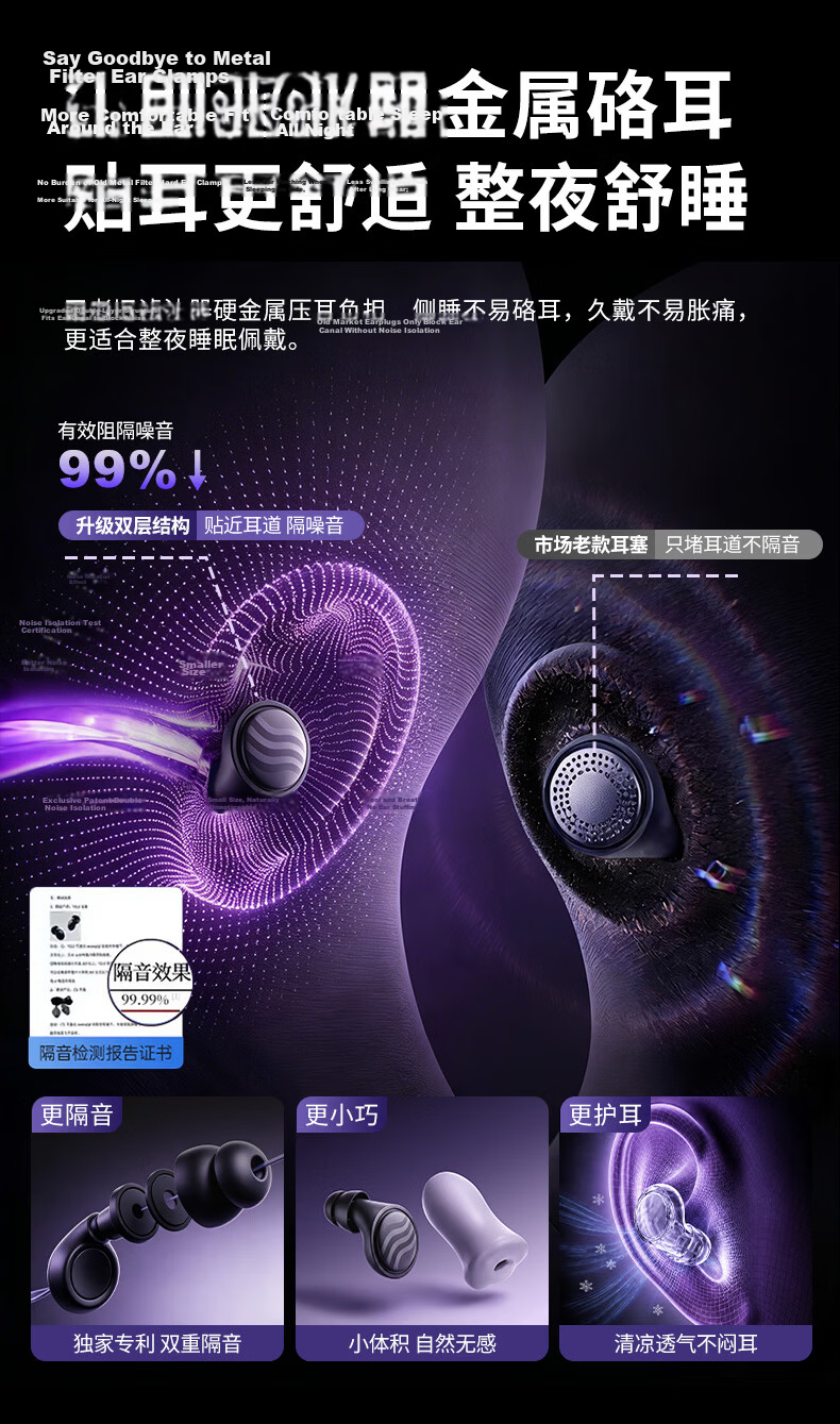 KINYO Double-Layer Noise-Reducing Sleep Earplugs Noise Blocking Sleep Aid Deep Noise Cancellation Silent Pain-Free Side Sleep Dormitory Anti-Snoring Black 15