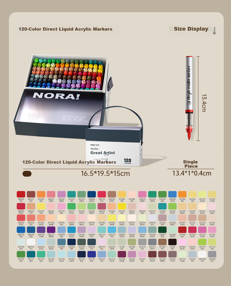 Noya Gift Box Set Direct Liquid Acrylic Markers Soft Tip 60 Colors Layerable Children's Art Watercolor Pens for Elementary Students Kindergarten Drawing Birthday School Season Gift 19