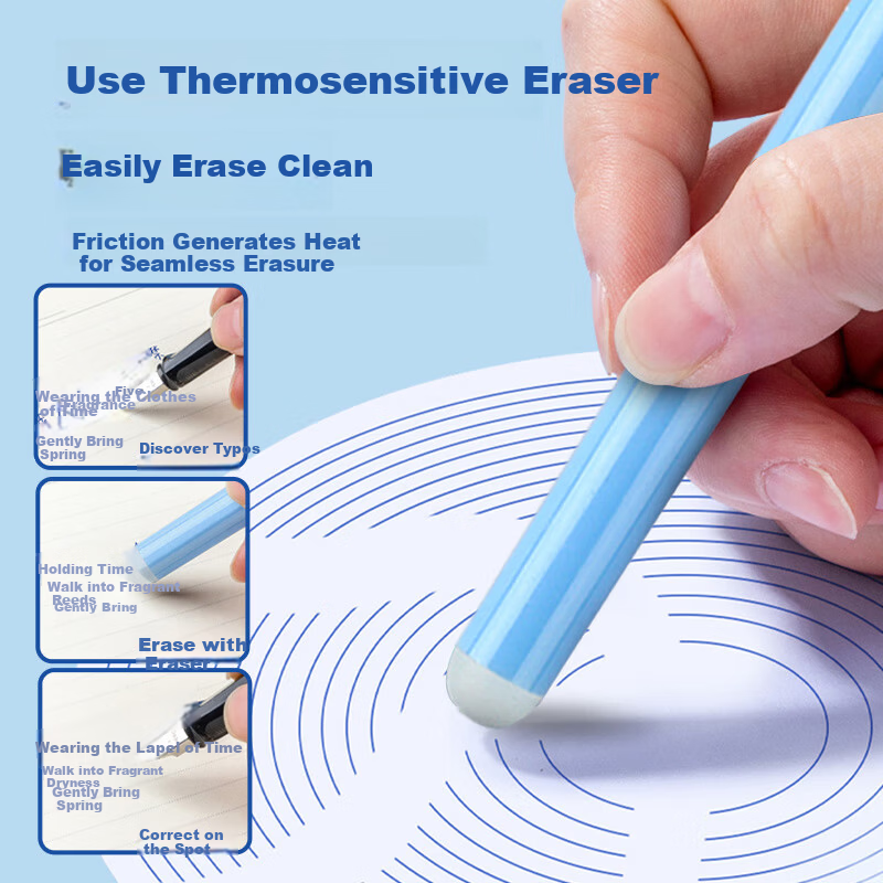 Ostrich Heat-Erase Thermal Ink Cartridge Fountain Pen Refill Compatible with Parker, Hero, Deli, M&G 3.4mm Ink Cartridges Crystal Blue Erasable Ink Cartridge Box Set (10+2)