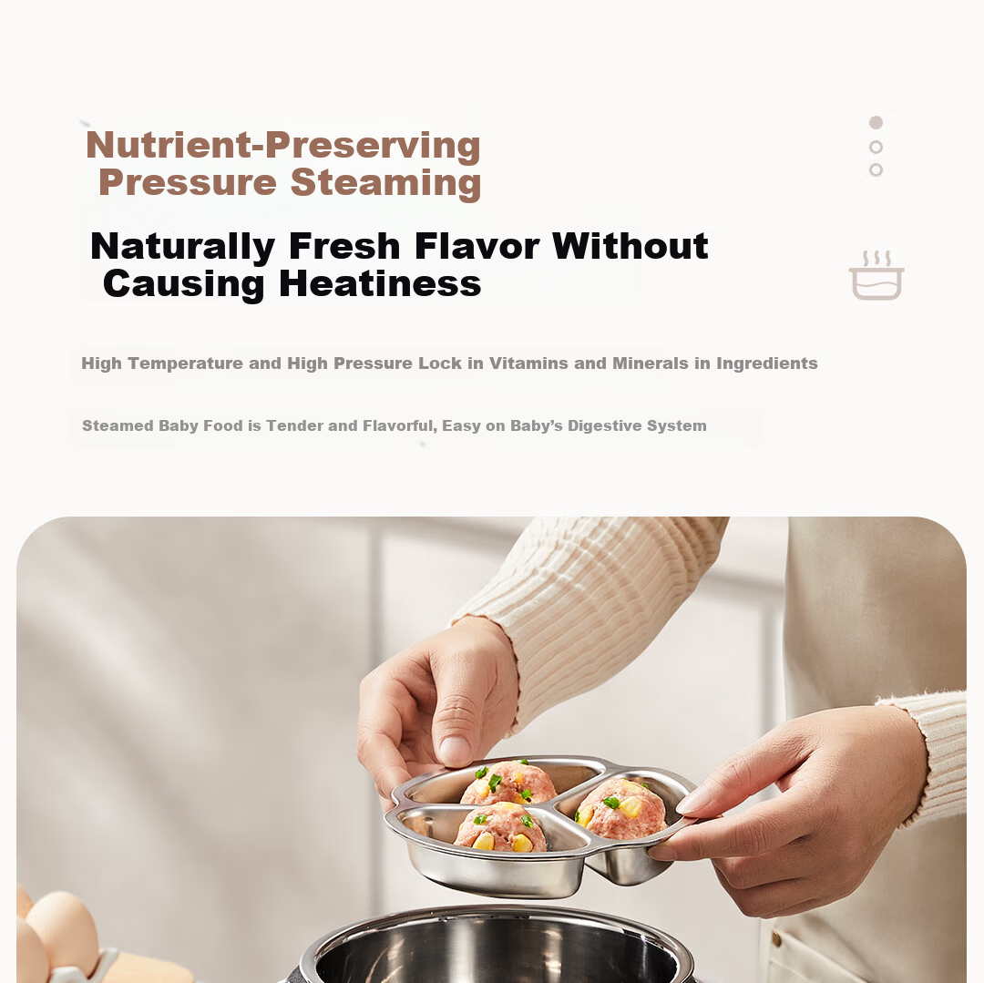 PLODON Baby Rice Oil Supplementary Food Electric Pressure Cooker, Non-Coated Multifunctional BB Infant Small Home Electric Rice Cooker 2L 11