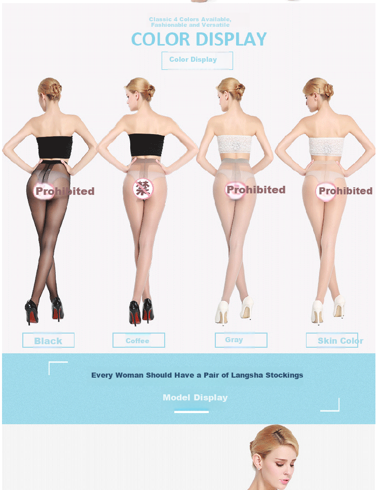 LangSha Sexy Ultra-thin Sheer Fashionable Black Stockings (3 Pairs) Nude Invisible Summer T-crotch Transparent Pantyhose Skin Color*3 One Size 6