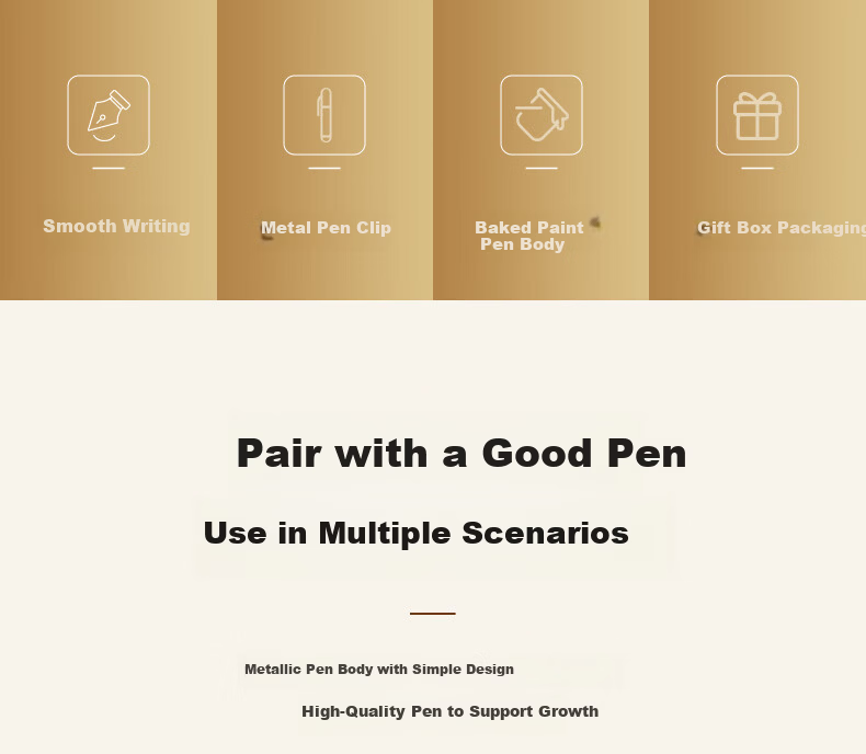 Pimio Fountain Pen And Signature Pen Set for Elementary School Students Grades 4-6, Beginner Writing Practice Stationery Set, 606 Ink Gift Box Graduation Present, Gold 2