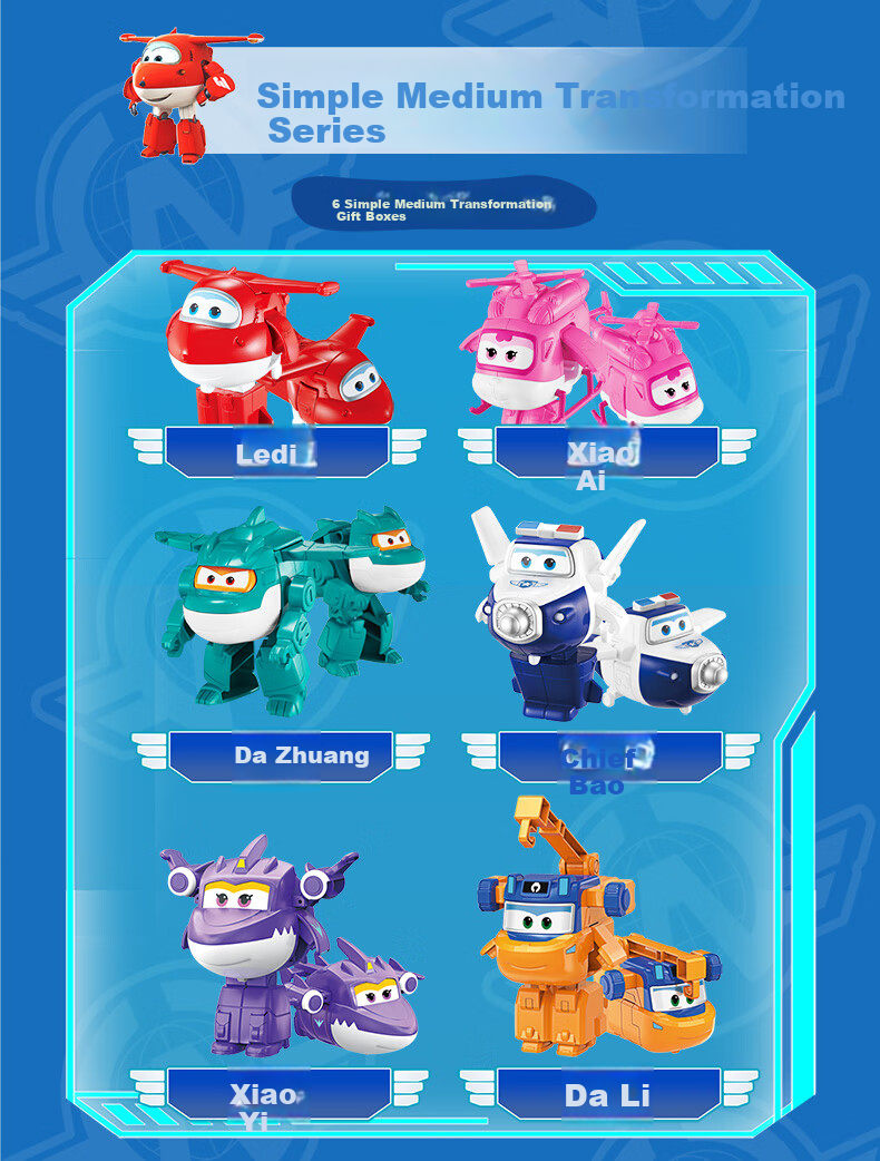 AULDEY Super Wings 13-Piece Interstellar Guardian Transforming Robot Toy Gift Set for Kids 8